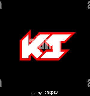 KI logo design, initial KI letter design with sci-fi style. KI logo for game, esport, Technology, Digital, Community or Business. K I sport modern Ita Stock Vector