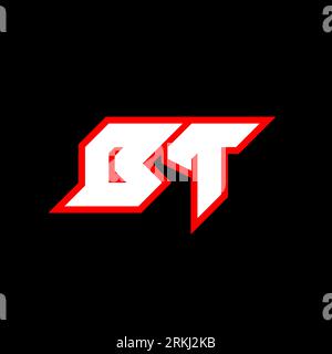 BT logo design, initial BT letter design with sci-fi style. BT logo for game, esport, Technology, Digital, Community or Business. B T sport modern Ita Stock Vector