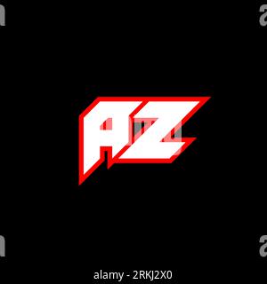 AZ letter logo design on black background. AZ creative initials letter logo concept. az icon design. AZ white and red letter icon design on black back Stock Vector