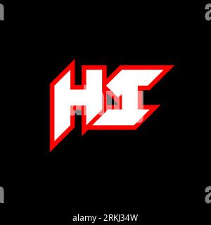 HI logo design, initial HI letter design with sci-fi style. HI logo for game, esport, Technology, Digital, Community or Business. H I sport modern Ita Stock Vector
