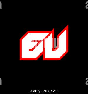 EU logo design, initial EU letter design with sci-fi style. EU logo for game, esport, Technology, Digital, Community or Business. E U sport modern Ita Stock Vector