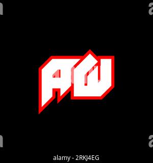 AW letter logo design on black background. AW creative initials letter logo concept. AW icon design. AW white and red letter icon design on black back Stock Vector