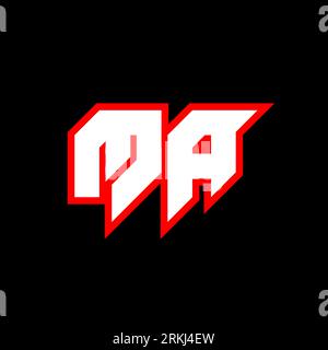 MA logo design, initial MA letter design with sci-fi style. MA logo for game, esport, Technology, Digital, Community or Business. M A sport modern Ita Stock Vector
