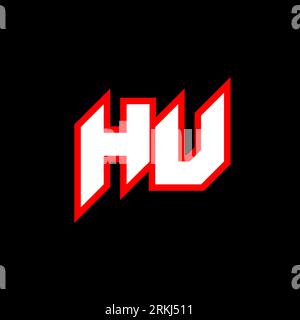 HU logo design, initial HU letter design with sci-fi style. HU logo for game, esport, Technology, Digital, Community or Business. H U sport modern Ita Stock Vector