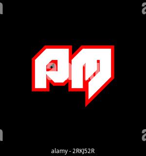 PM logo design, initial PM letter design with sci-fi style. PM logo for game, esport, Technology, Digital, Community or Business. P M sport modern Ita Stock Vector