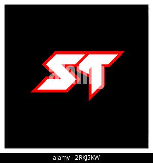 ST logo design, initial ST letter design with sci-fi style. ST logo for game, esport, Technology, Digital, Community or Business. S T sport modern Ita Stock Vector