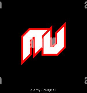 NU logo design, initial NU letter design with sci-fi style. NU logo for game, esport, Technology, Digital, Community or Business. N U sport modern Ita Stock Vector