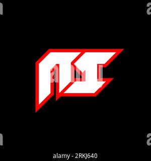 NI logo design, initial NI letter design with sci-fi style. NI logo for game, esport, Technology, Digital, Community or Business. N I sport modern Ita Stock Vector