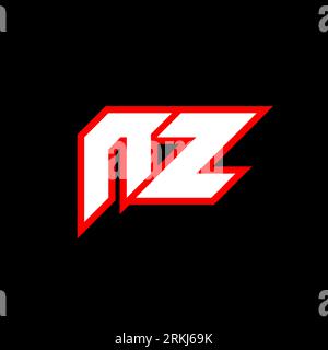 NZ logo design, initial NZ letter design with sci-fi style. NZ logo for game, esport, Technology, Digital, Community or Business. N Z sport modern Ita Stock Vector