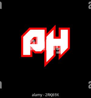 PH logo design, initial PH letter design with sci-fi style. PH logo for game, esport, Technology, Digital, Community or Business. P H sport modern Ita Stock Vector