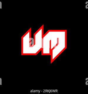 UM logo design, initial UM letter design with sci-fi style. UM logo for game, esport, Technology, Digital, Community or Business. U M sport modern Ita Stock Vector