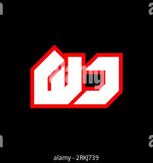 WJ logo design, initial WJ letter design with sci-fi style. WJ logo for game, esport, Technology, Digital, Community or Business. W J sport modern Ita Stock Vector