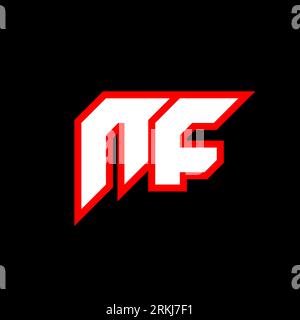 NF logo design, initial NF letter design with sci-fi style. NF logo for game, esport, Technology, Digital, Community or Business. N F sport modern Ita Stock Vector