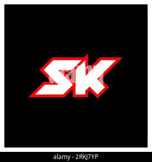 SK logo design, initial SK letter design with sci-fi style. SK logo for game, esport, Technology, Digital, Community or Business. S K sport modern Ita Stock Vector