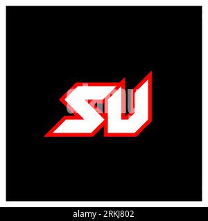 SU logo design, initial SU letter design with sci-fi style. SU logo for game, esport, Technology, Digital, Community or Business. S U sport modern Ita Stock Vector