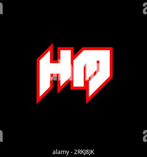 HM logo design, initial HM letter design with sci-fi style. HM logo for game, esport, Technology, Digital, Community or Business. H M sport modern Ita Stock Vector