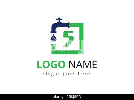 Letter 5 Plumber Logo Design. Stock Vector