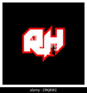 RH logo design, initial RH letter design with sci-fi style. RH logo for game, esport, Technology, Digital, Community or Business. R H sport modern Ita Stock Vector