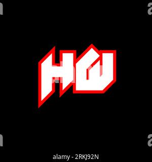 HW logo design, initial HW letter design with sci-fi style. HW logo for game, esport, Technology, Digital, Community or Business. H W sport modern Ita Stock Vector