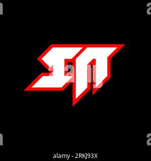 IN logo design, initial IN letter design with sci-fi style. IN logo for game, esport, Technology, Digital, Community or Business. I N sport modern Ita Stock Vector