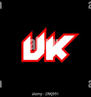 UK logo design, initial UK letter design with sci-fi style. UK logo for game, esport, Technology, Digital, Community or Business. U K sport modern Ita Stock Vector