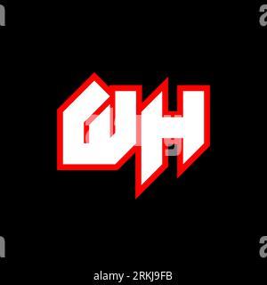 WH logo design, initial WH letter design with sci-fi style. WH logo for game, esport, Technology, Digital, Community or Business. W H sport modern Ita Stock Vector