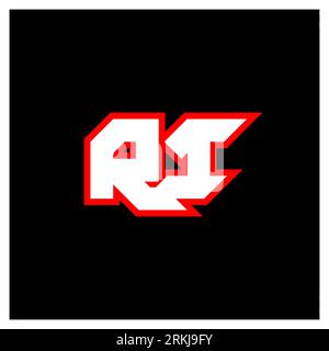 RI logo design, initial RI letter design with sci-fi style. RI logo for game, esport, Technology, Digital, Community or Business. R I sport modern Ita Stock Vector