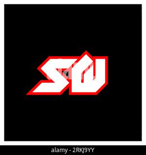 SW logo design, initial SW letter design with sci-fi style. SW logo for game, esport, Technology, Digital, Community or Business. S W sport modern Ita Stock Vector