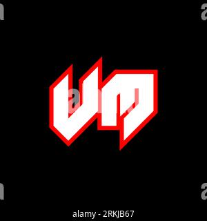 VM logo design, initial VM letter design with sci-fi style. VM logo for game, esport, Technology, Digital, Community or Business. V M sport modern Ita Stock Vector