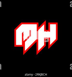 MH logo design, initial MH letter design with sci-fi style. MH logo for game, esport, Technology, Digital, Community or Business. M H sport modern Ita Stock Vector