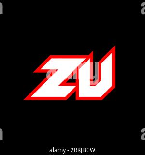 ZU logo design, initial ZU letter design with sci-fi style. ZU logo for game, esport, Technology, Digital, Community or Business. Z U sport modern Ita Stock Vector