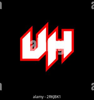 UH logo design, initial UH letter design with sci-fi style. UH logo for game, esport, Technology, Digital, Community or Business. U H sport modern Ita Stock Vector