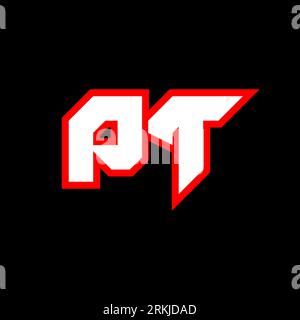 PT logo design, initial PT letter design with sci-fi style. PT logo for game, esport, Technology, Digital, Community or Business. P T sport modern Ita Stock Vector