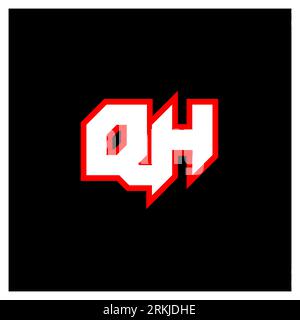 QH logo design, initial QH letter design with sci-fi style. QH logo for game, esport, Technology, Digital, Community or Business. Q H sport modern Ita Stock Vector