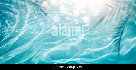 Abstract Sea With Defocused Lights And Shadow Of Palm Leaves Stock Photo