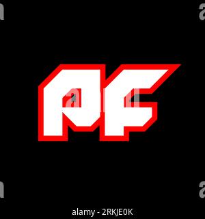 PF logo design, initial PF letter design with sci-fi style. PF logo for game, esport, Technology, Digital, Community or Business. P F sport modern Ita Stock Vector
