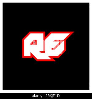 RE logo design, initial RE letter design with sci-fi style. RE logo for game, esport, Technology, Digital, Community or Business. R E sport modern Ita Stock Vector