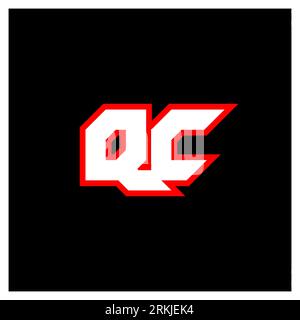 QC logo design, initial QC letter design with sci-fi style. QC logo for game, esport, Technology, Digital, Community or Business. Q C sport modern Ita Stock Vector