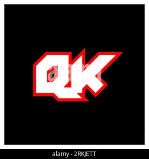 QK logo design, initial QK letter design with sci-fi style. QK logo for game, esport, Technology, Digital, Community or Business. Q K sport modern Ita Stock Vector