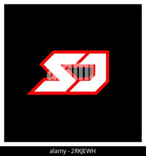 SJ logo design, initial SJ letter design with sci-fi style. SJ logo for game, esport, Technology, Digital, Community or Business. S J sport modern Ita Stock Vector