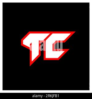 TC logo design, initial TC letter design with sci-fi style. TC logo for game, esport, Technology, Digital, Community or Business. T C sport modern Ita Stock Vector