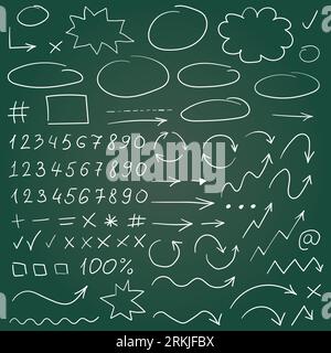 Arrow circles and abstract doodle icon in hand drawn style. Number vector illustration on isolated background. Letters, arrows sign business concept. Stock Vector