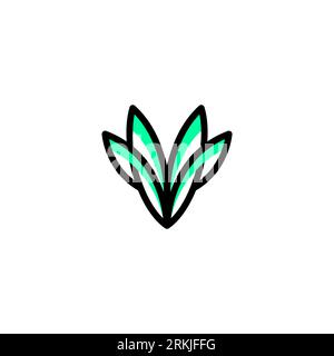 V Leaf Logo. Letter V Lotus Logo Design Stock Vector