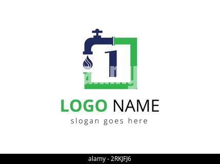 Letter 1 Plumber Logo Design. Stock Vector