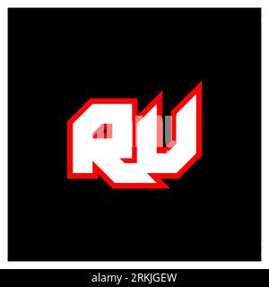 RU logo design, initial RU letter design with sci-fi style. RU logo for game, esport, Technology, Digital, Community or Business. R U sport modern Ita Stock Vector