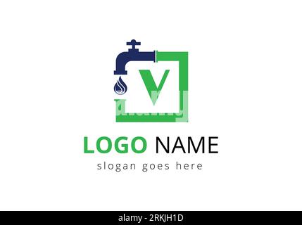 Letter V Plumber Logo Design. Stock Vector