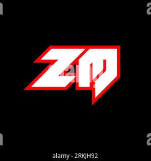 ZM logo design, initial ZM letter design with sci-fi style. ZM logo for game, esport, Technology, Digital, Community or Business. Z M sport modern Ita Stock Vector