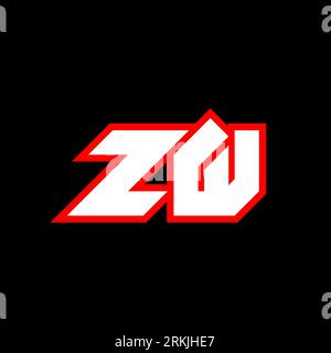 ZW logo design, initial ZW letter design with sci-fi style. ZW logo for game, esport, Technology, Digital, Community or Business. Z W sport modern Ita Stock Vector
