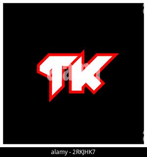 TK logo design, initial TK letter design with sci-fi style. TK logo for game, esport, Technology, Digital, Community or Business. T K sport modern Ita Stock Vector