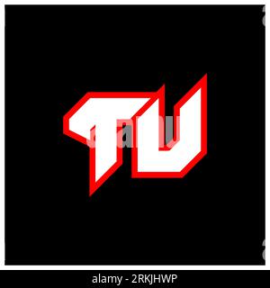 TU logo design, initial TU letter design with sci-fi style. TU logo for game, esport, Technology, Digital, Community or Business. T U sport modern Ita Stock Vector